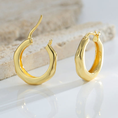 Minimalist Style French Style 14K Gold Hoop Earrings Set 6 Pairs [Buy More Save More]