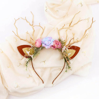 FEELIVE Glowing Simulated Reindeer Antler Forest Beauty and the Beast Headband【Free Gift Box】