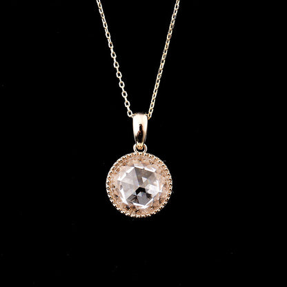 FEELIVE Classic Vintage Solitaire Moissanite 14K Gold Necklace (1ct Round Moissanite)