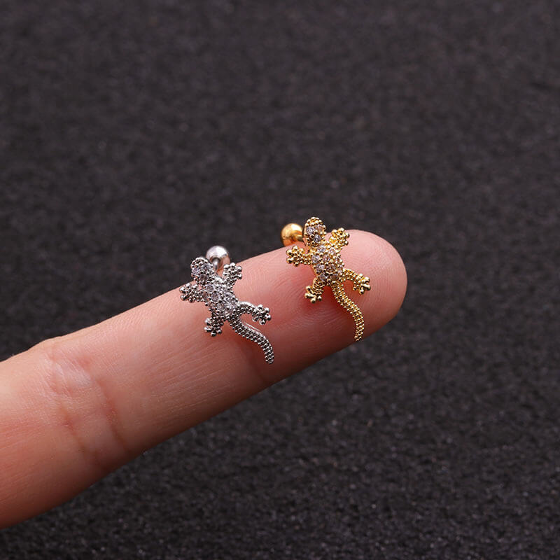 FEELIVE Gecko Pinna Stud Earrings with Helix Ball-shaped Back