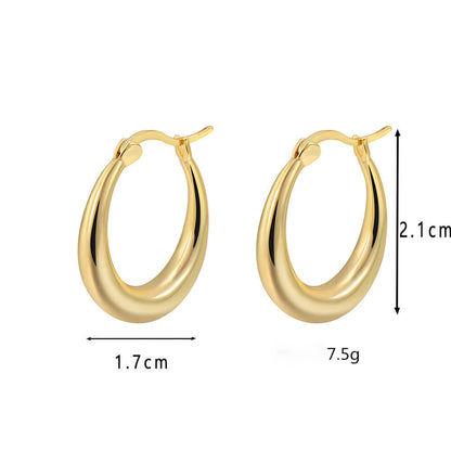 Minimalist Style French Style 14K Gold Hoop Earrings Set 6 Pairs [Buy More Save More]