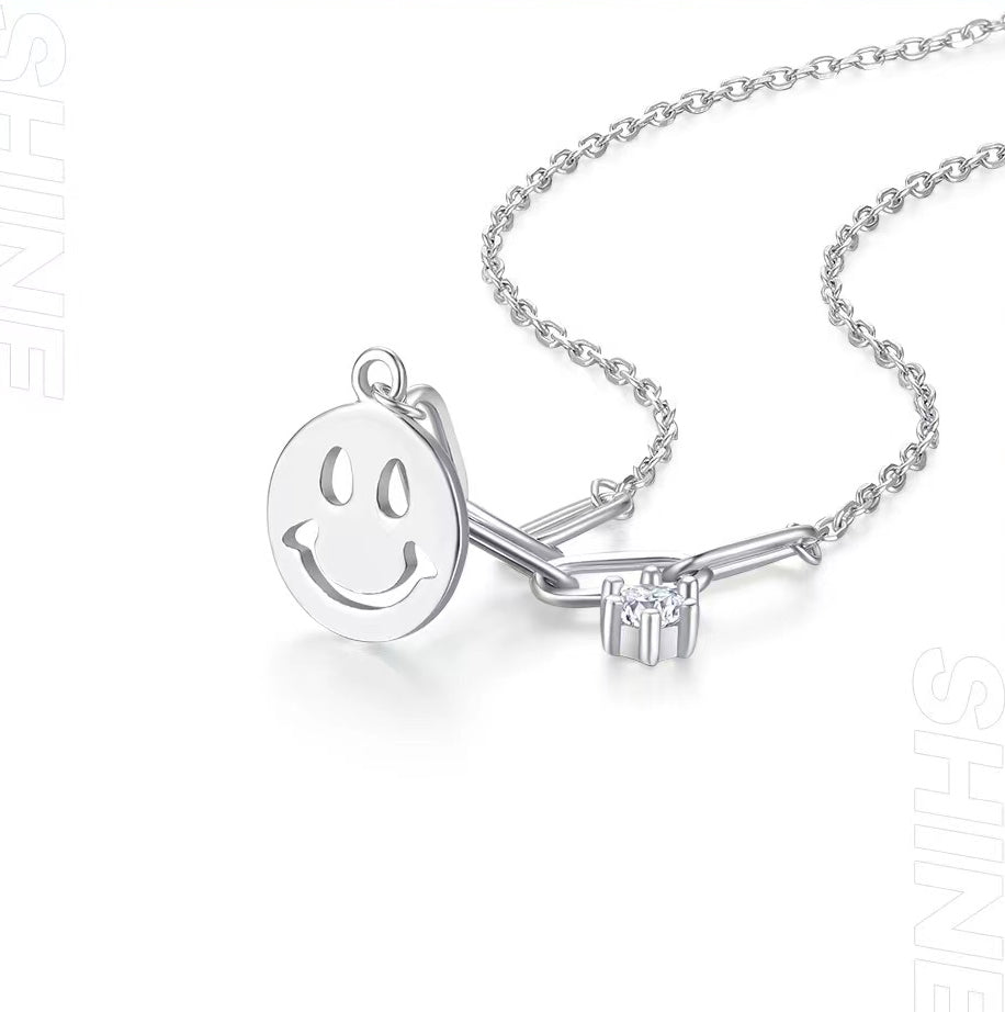 FEELIVE S925 Silver Smiley Necklace