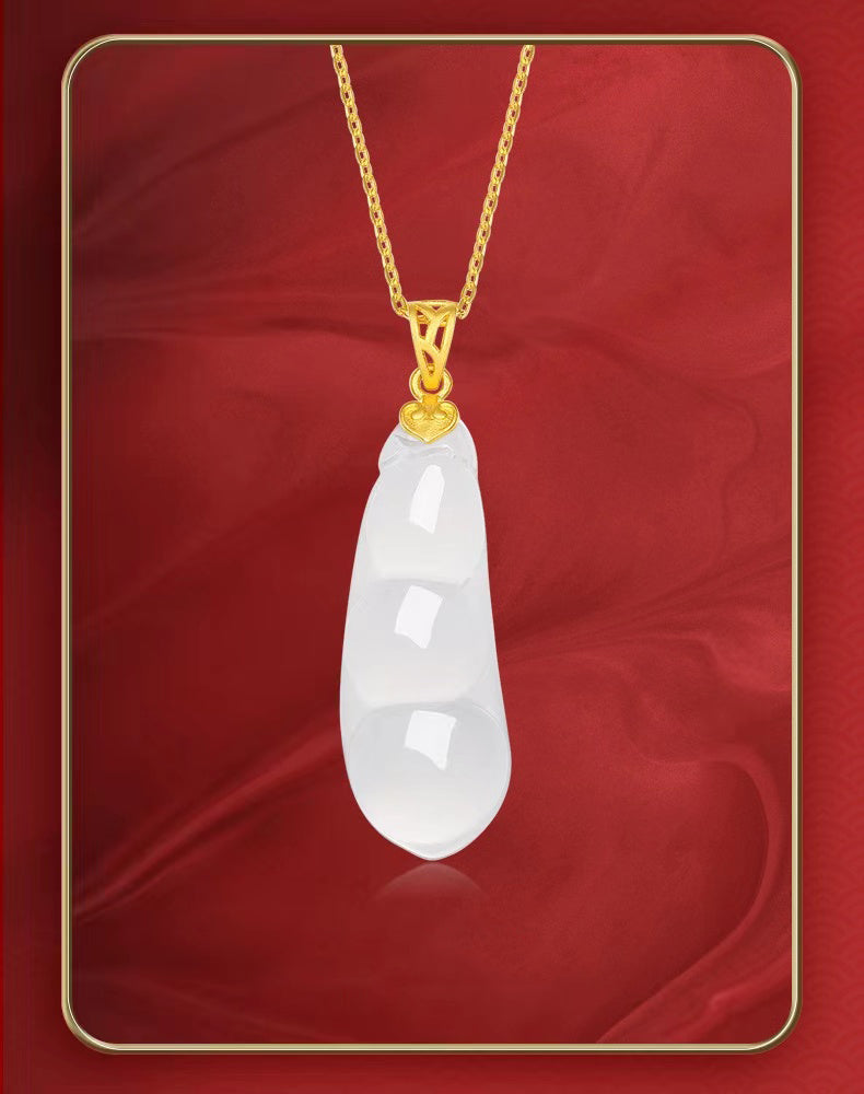 Feelive Pea pod jade S925 silver necklace