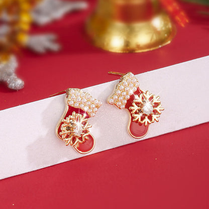 FEELIVE Creative Spinning Snowflake Christmas Socks Earrings