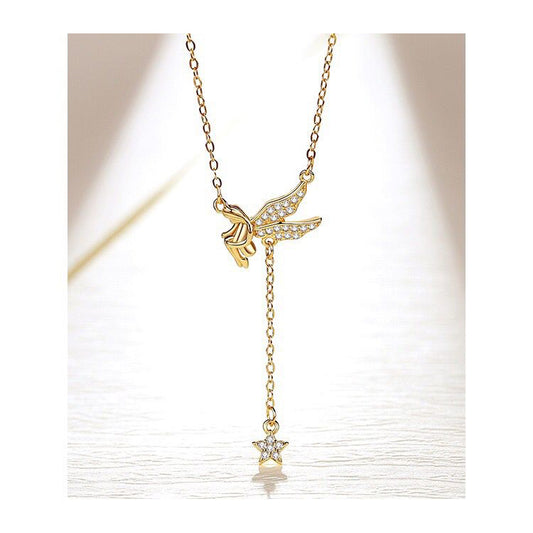 【Special Customization】 18K Gold White Rose Gold Plus Diamond Little Angel Necklace