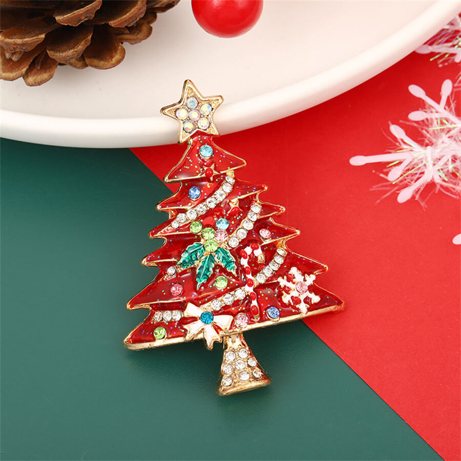 FEELIVE Sparkling Christmas Tree Zircon Enamel Brooch