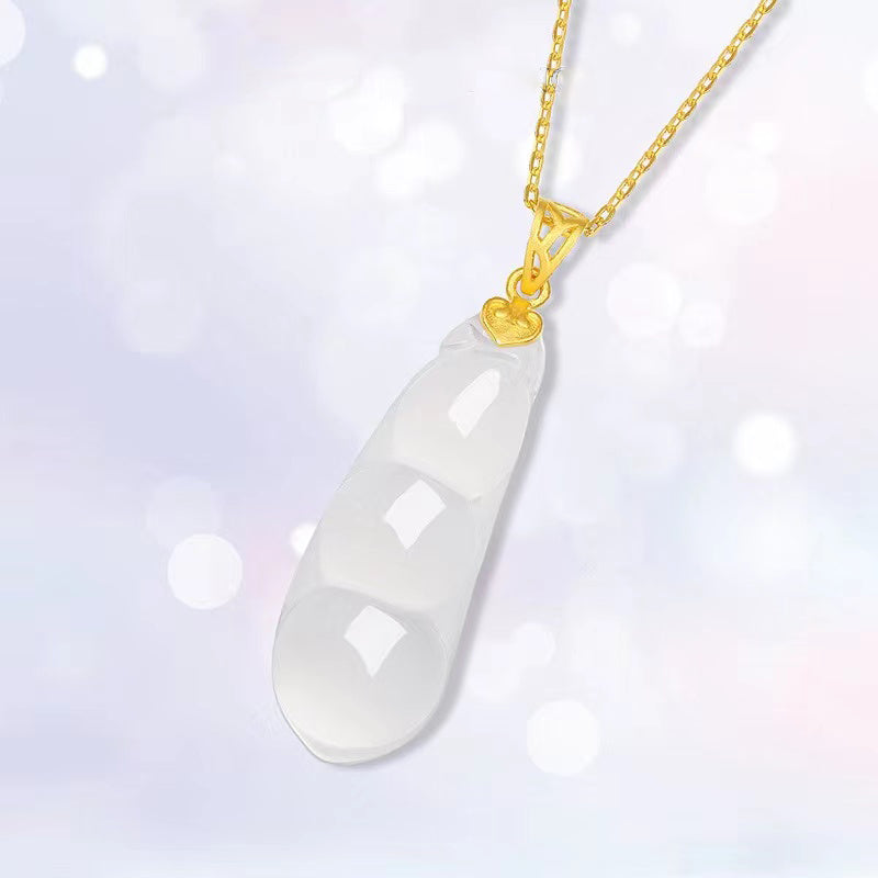 Feelive Pea pod jade S925 silver necklace