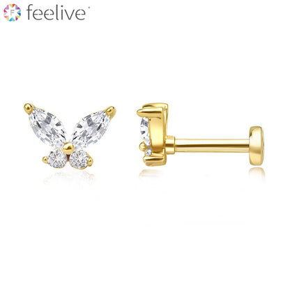 Butterfly Shaped Zircon Gold Vermeil Nap Earring