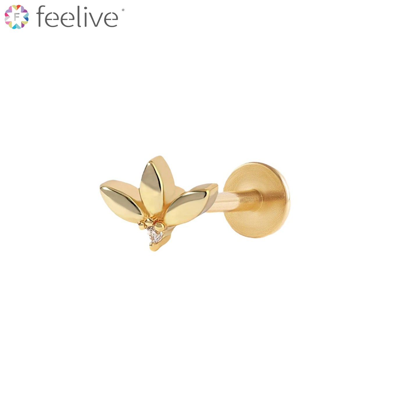 Three Leaves Zircon Gold Vermeil Nap Earring