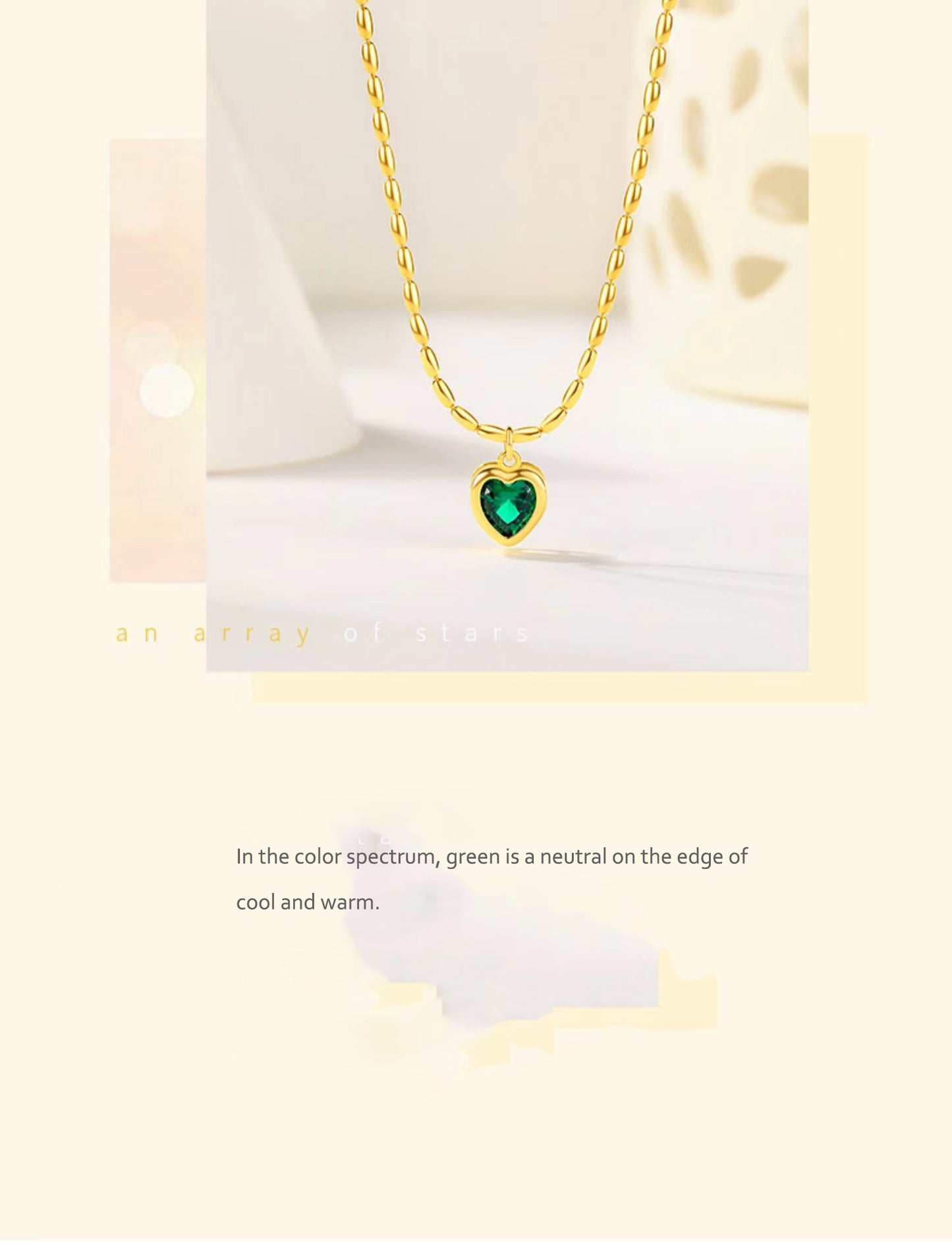 FEELIVE S925 olive chain emerald love heart necklace