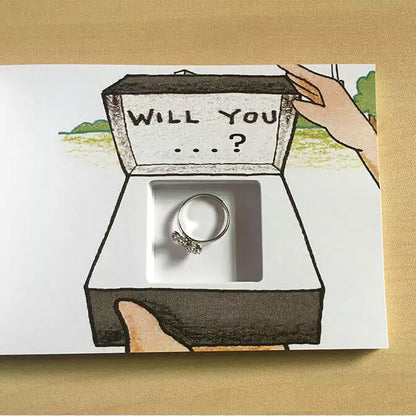 Creative Proposal Cartoon Flip Book with Hidden Ring for Surprise