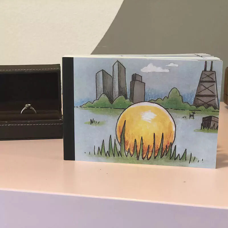 Creative Proposal Cartoon Flip Book with Hidden Ring for Surprise