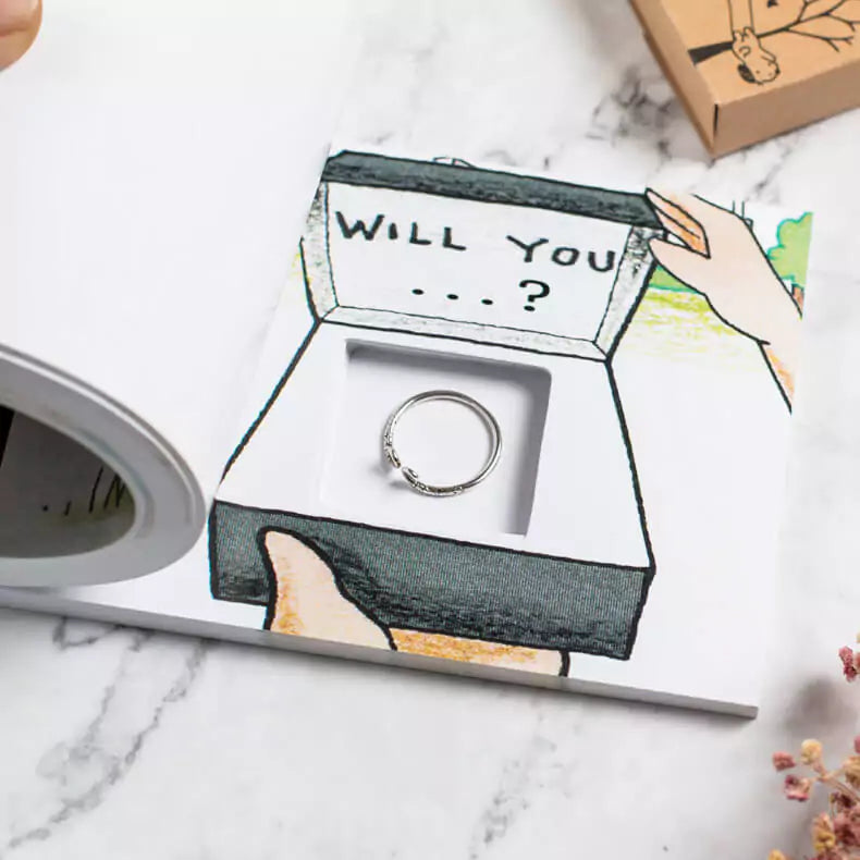 Creative Proposal Cartoon Flip Book with Hidden Ring for Surprise