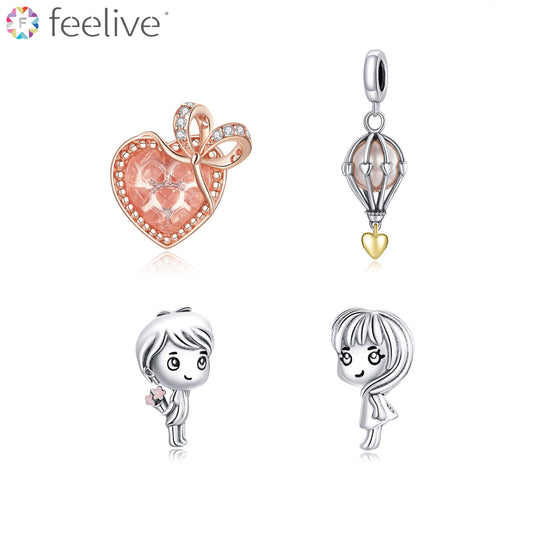 Sweet Expression Gem Charms Set in Sterling Silver - Feelive