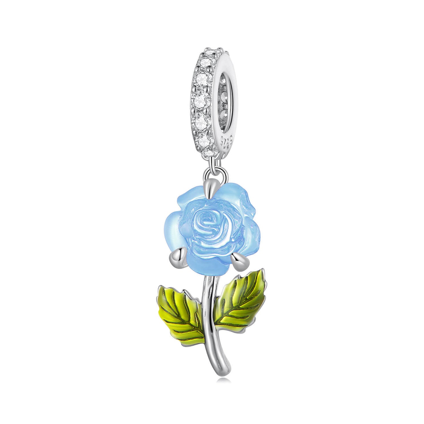 Sunshine Color-changing Jewelry Magic Rose Charm in Sterling Silver blue