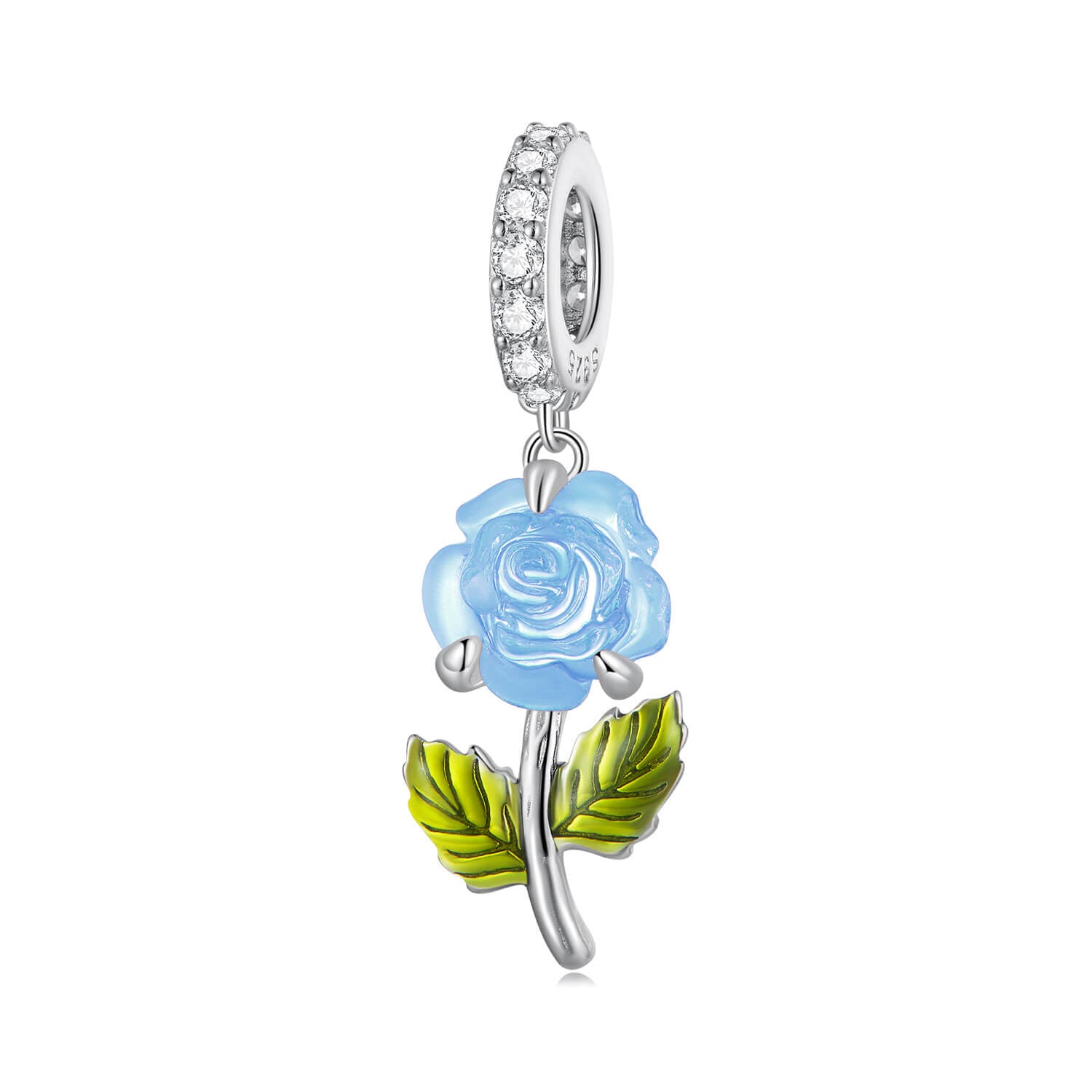 Sunshine Color-changing Jewelry Magic Rose Charm in Sterling Silver blue