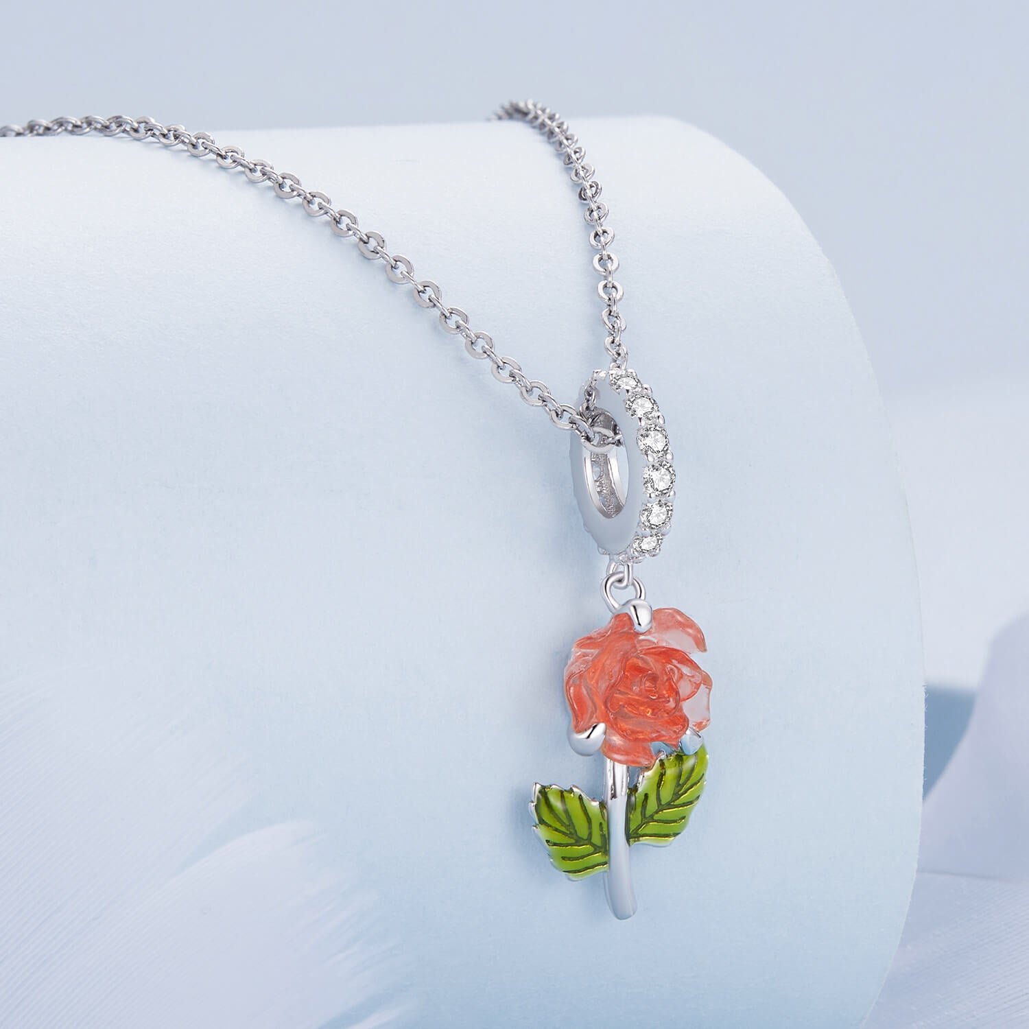 Sunshine Color-changing Jewelry Magic Rose Charm in Sterling Silver orange necklace pendant