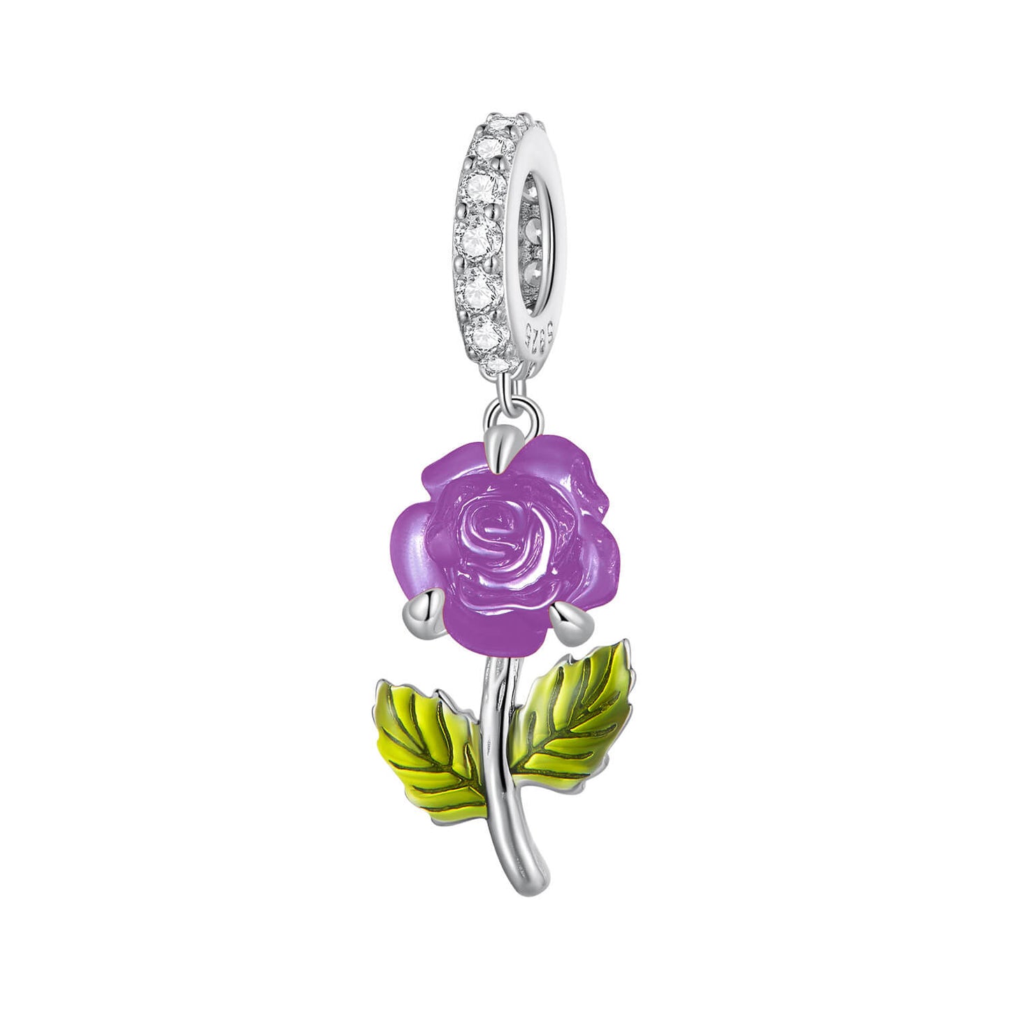 Sunshine Color-changing Jewelry Magic Rose Charm in Sterling Silver purple