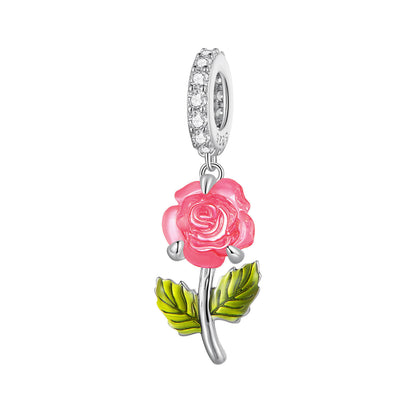 Sunshine Color-changing Jewelry Magic Rose Charm in Sterling Silver pink