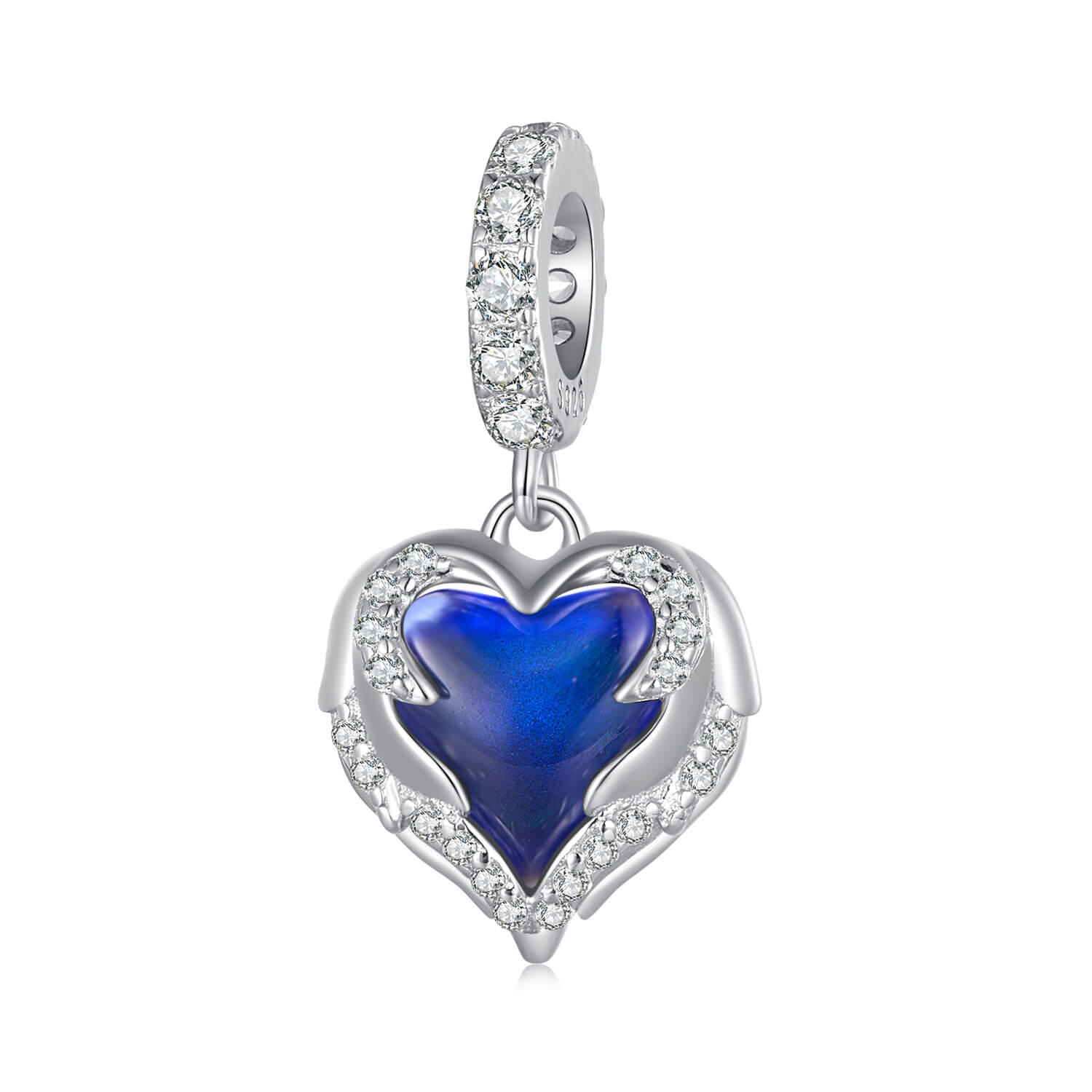 Body Temperature Sensitive Color Changing Mood Stone Charm in Sterling Silver heart