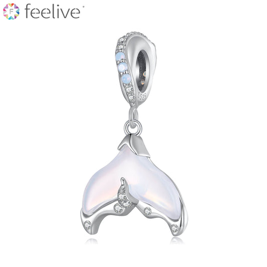 Mystery Whale Tail Gems Charm in Sterling Silver - Feelive