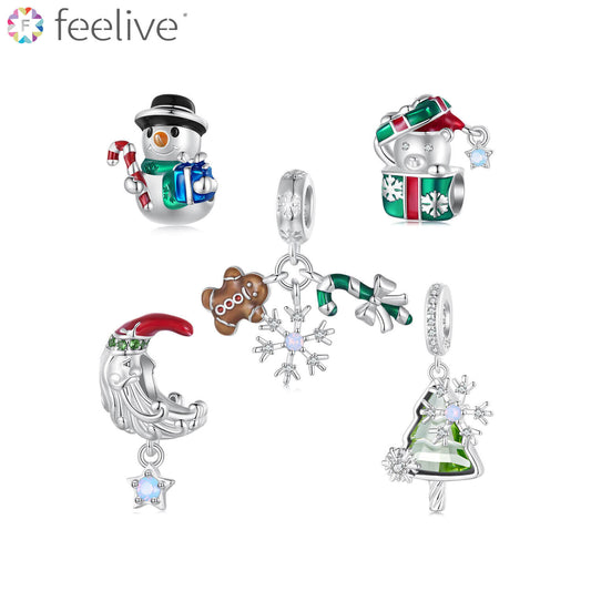 Surprise Christmas Night Gems Charm Set in Sterling Silver - Feelive