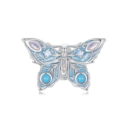 Fantasy Vintage Style Pattern Gems Charm Set in Sterling Silver - butterfly