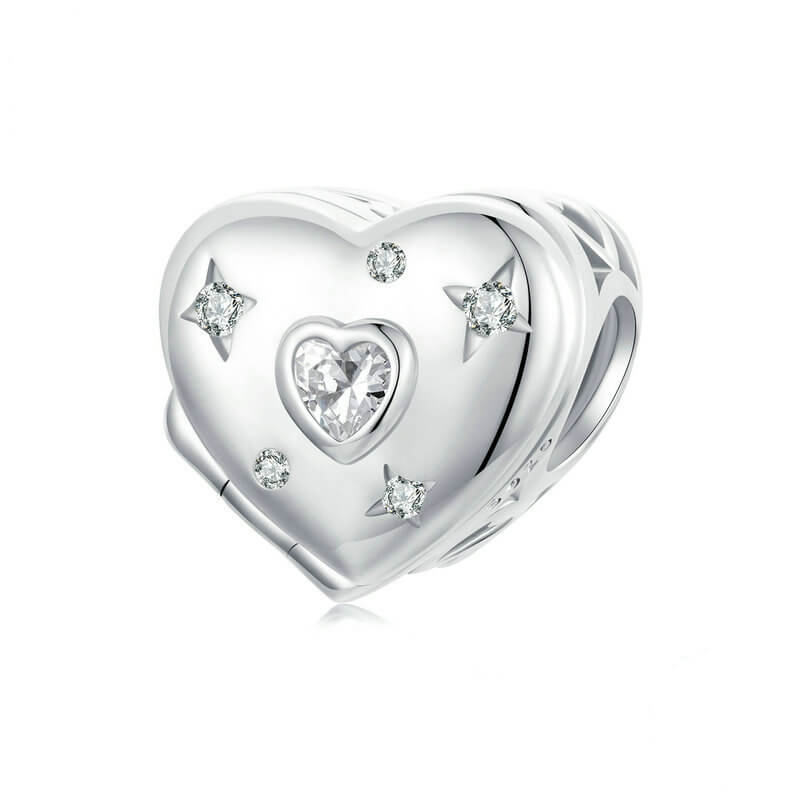 Sweet Valentine's Day Zircon Enamel Charm Set in Sterling Silver - Star