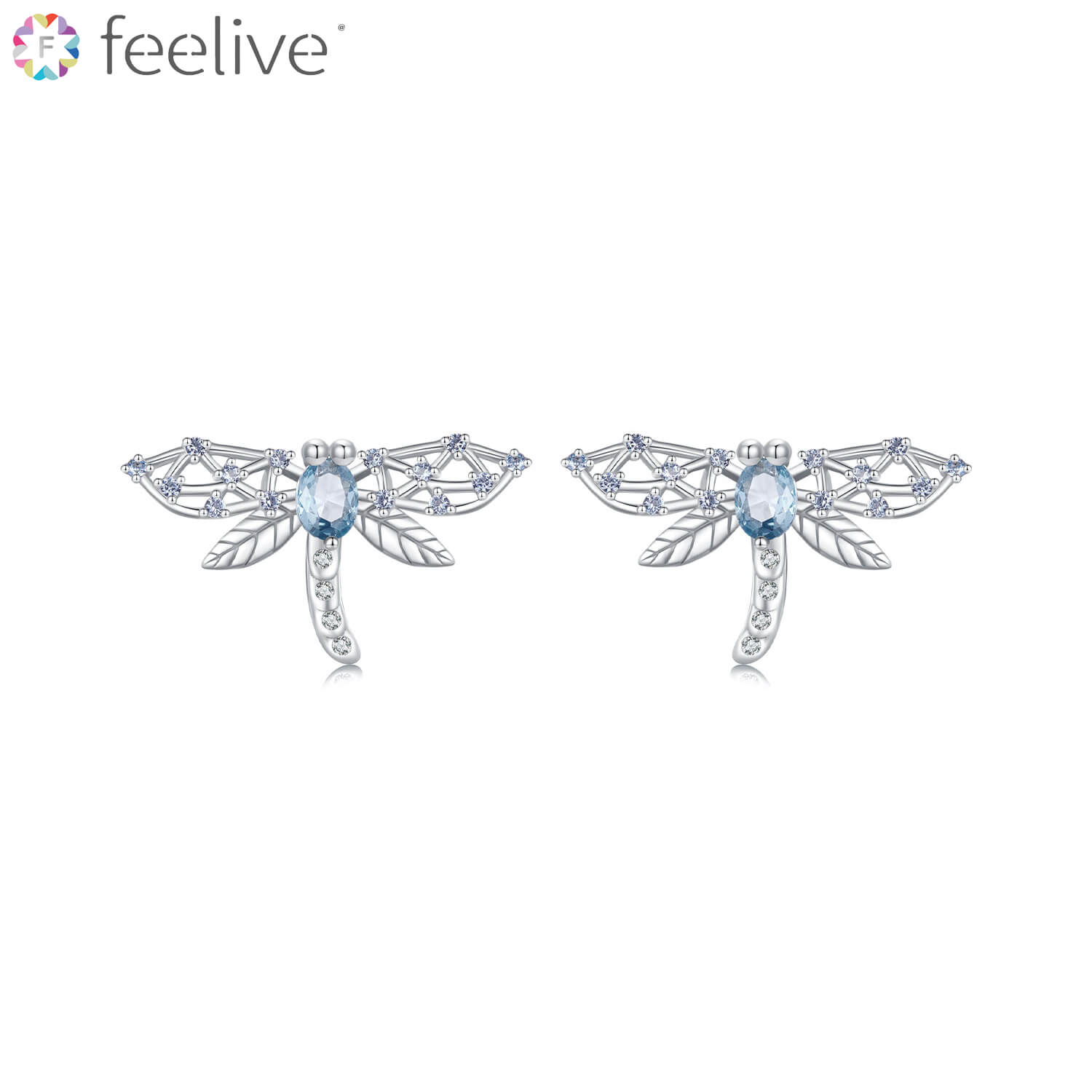 Dreamy Blue Dragonfly Synthetic Spinel Earrings in Sterling Silver - Feelive