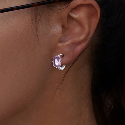 Pink Radiant Glass Earrings in Sterling Silver model