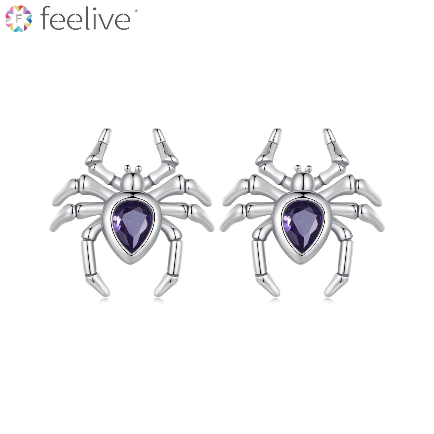 Mystery Purple Spider Zircon Earrings in Sterling Silver - Feelive