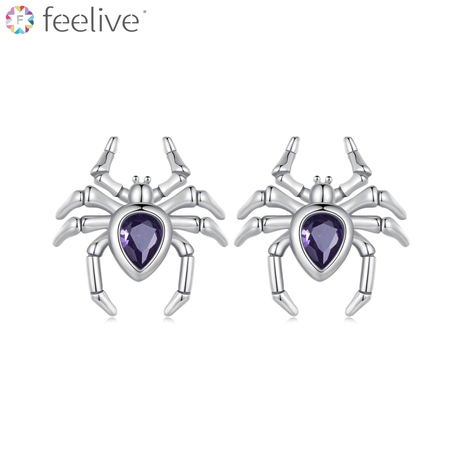 Mystery Purple Spider Zircon Earrings in Sterling Silver - Feelive