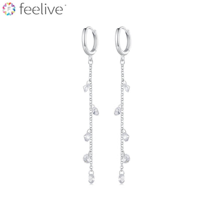 Gentle Rain Zircon Earrings in Sterling Silver - Feelive