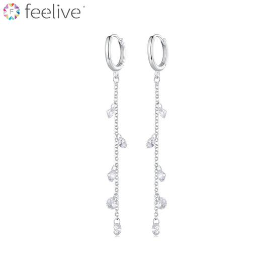 Gentle Rain Zircon Earrings in Sterling Silver - Feelive