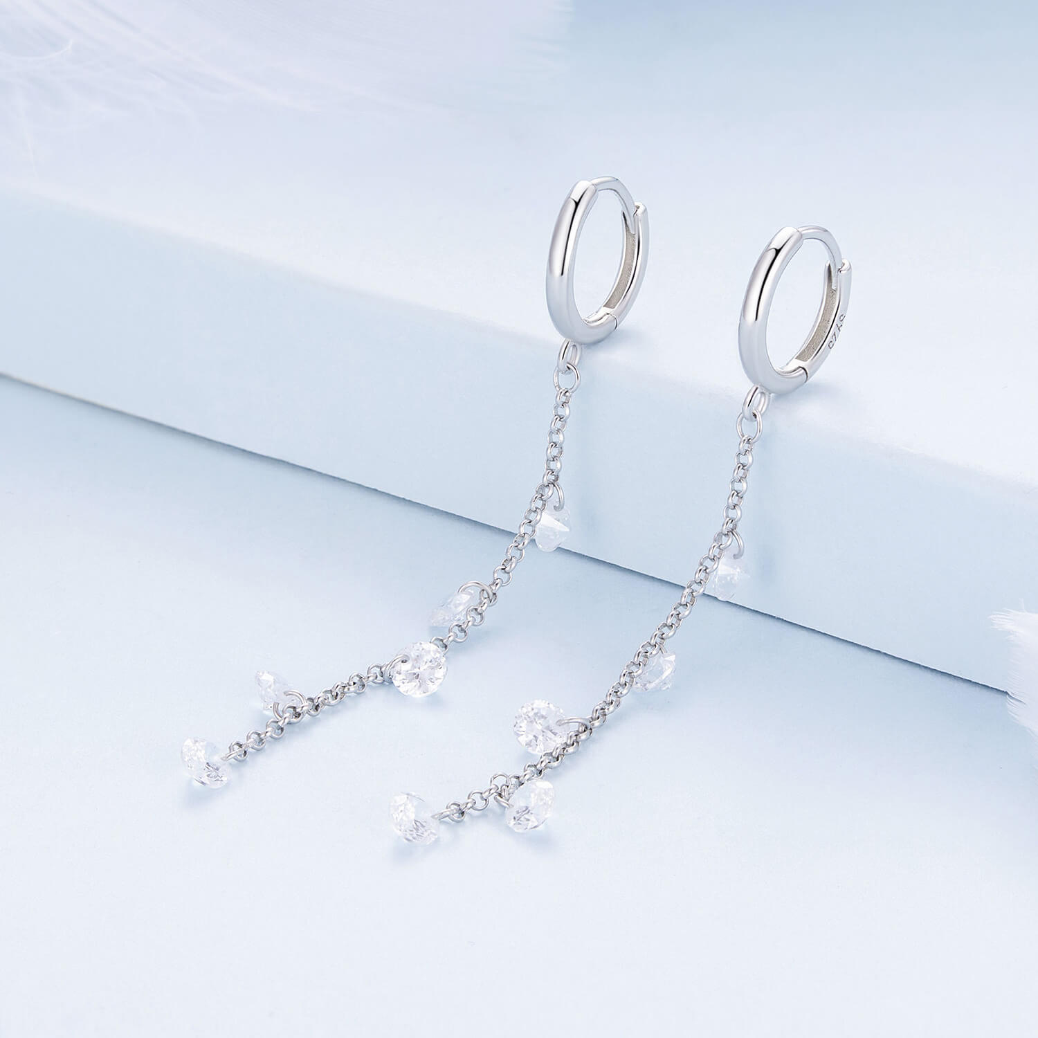 Gentle Rain Zircon Earrings in Sterling Silver side