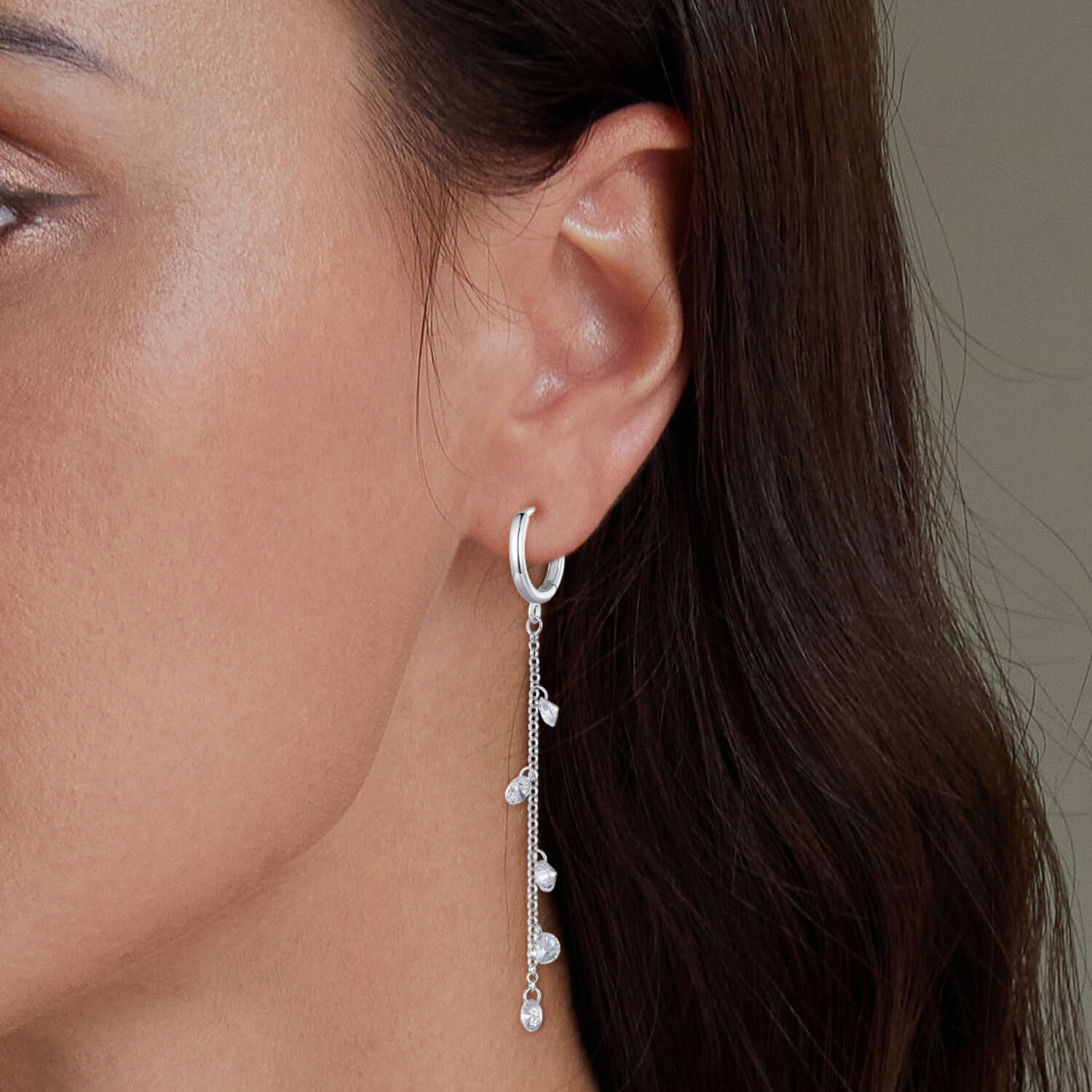 Gentle Rain Zircon Earrings in Sterling Silver model