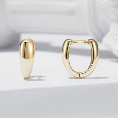 Minimalist Two-tone Twisted Huggie Earrings Set in Sterling Silver simple gold sides