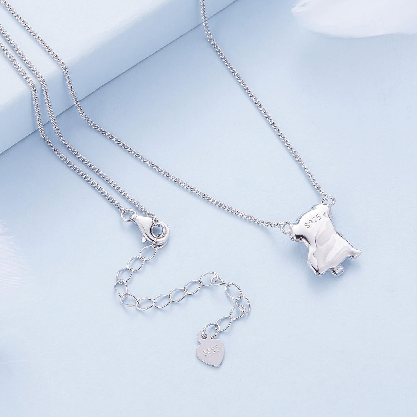 Cute Pug Necklace in Sterling Silver back