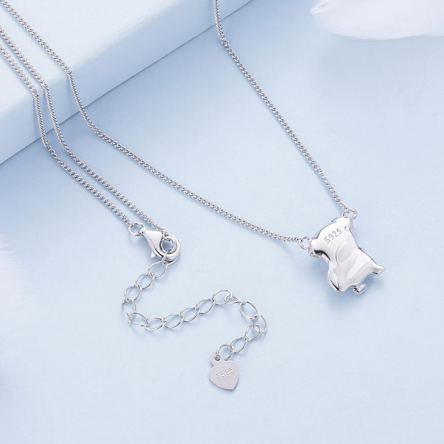 Cute Pug Necklace in Sterling Silver back