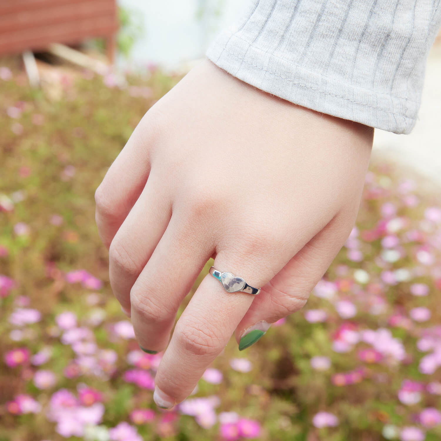 Reflective Projection LOVE Ring in Sterling Silver model