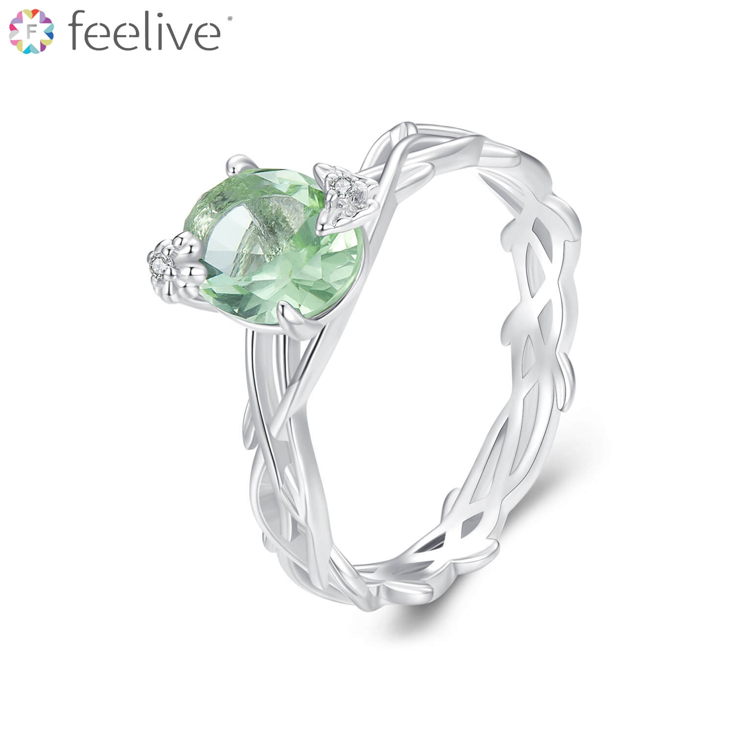 Romantic Vine Synthetic Spinel Ring in Sterling Silver - Feelive