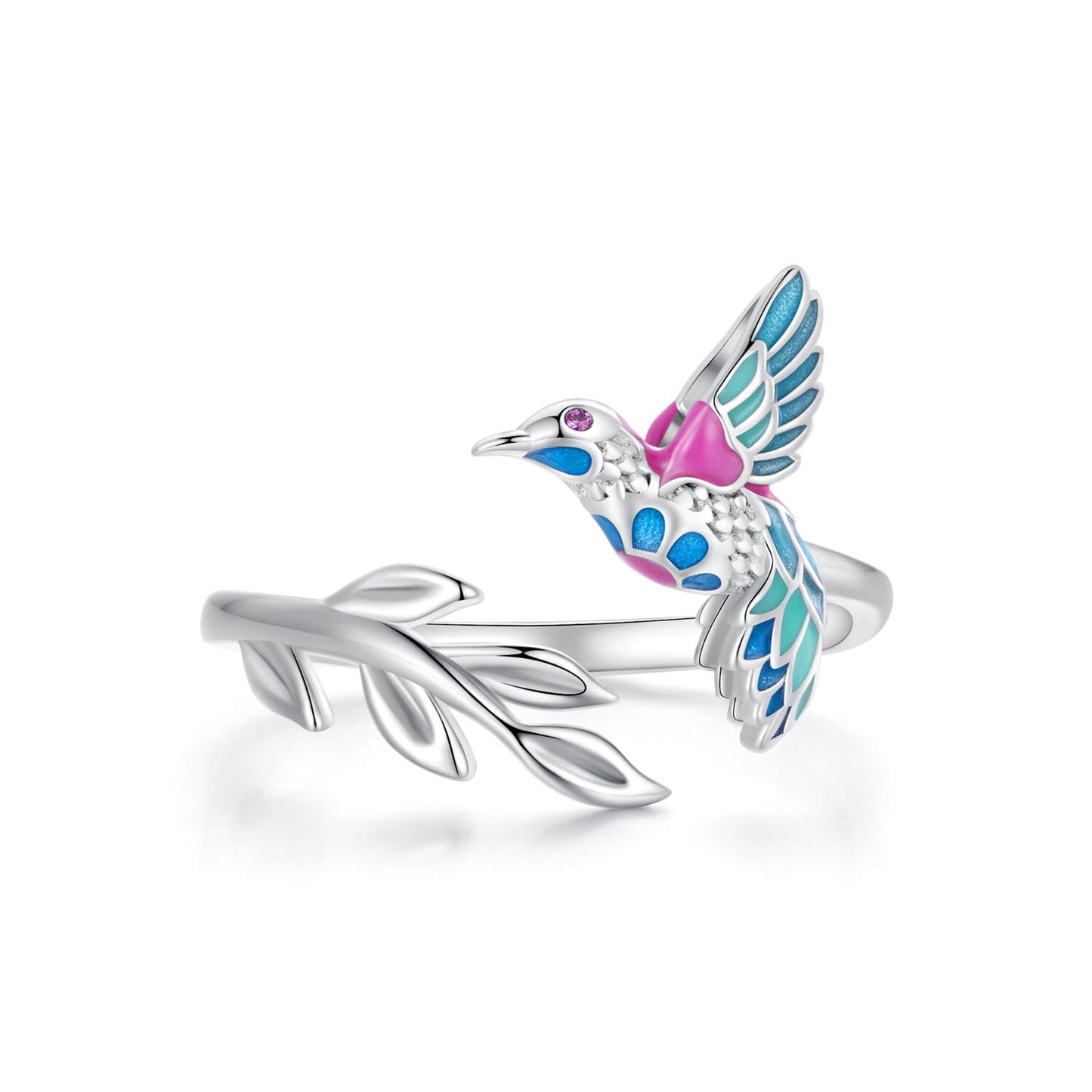 Elegant Kingfisher Enamel Zircon Jewelry Set in Sterling Silver ring