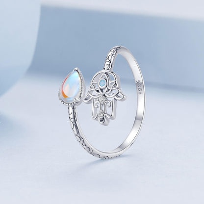 The Hamsa Hand Gems Ring in Sterling Silver 