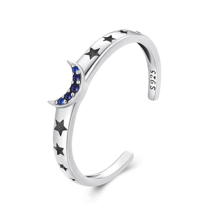 Sun and Moon Matching Gems Couple Rings Set in Sterling Silver - moon ring