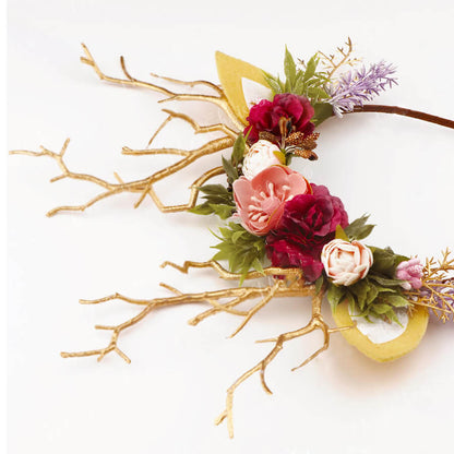 FEELIVE Glowing Simulated Reindeer Antler Flowers Lavender Headband【Free Gift Box】