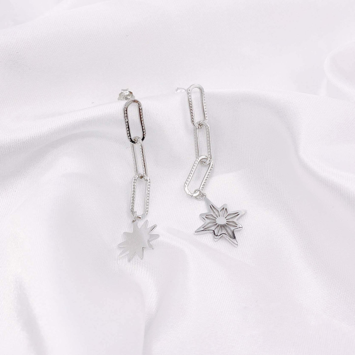 Eight-pointed Star Geometry Earrings in Gold Plated Sterling Silver - Feelive