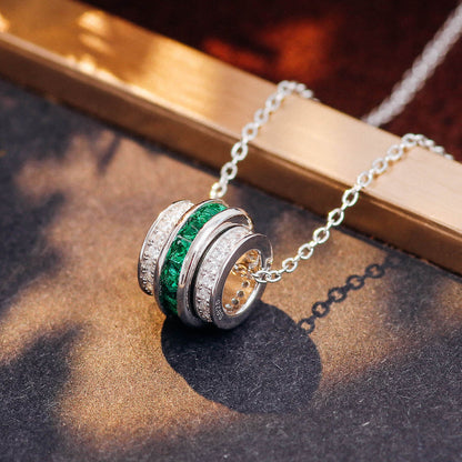 Roller Lab Created Emerald Necklace in Sterling Silver pendant