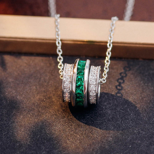 Roller Lab Created Emerald Necklace in Sterling Silver front