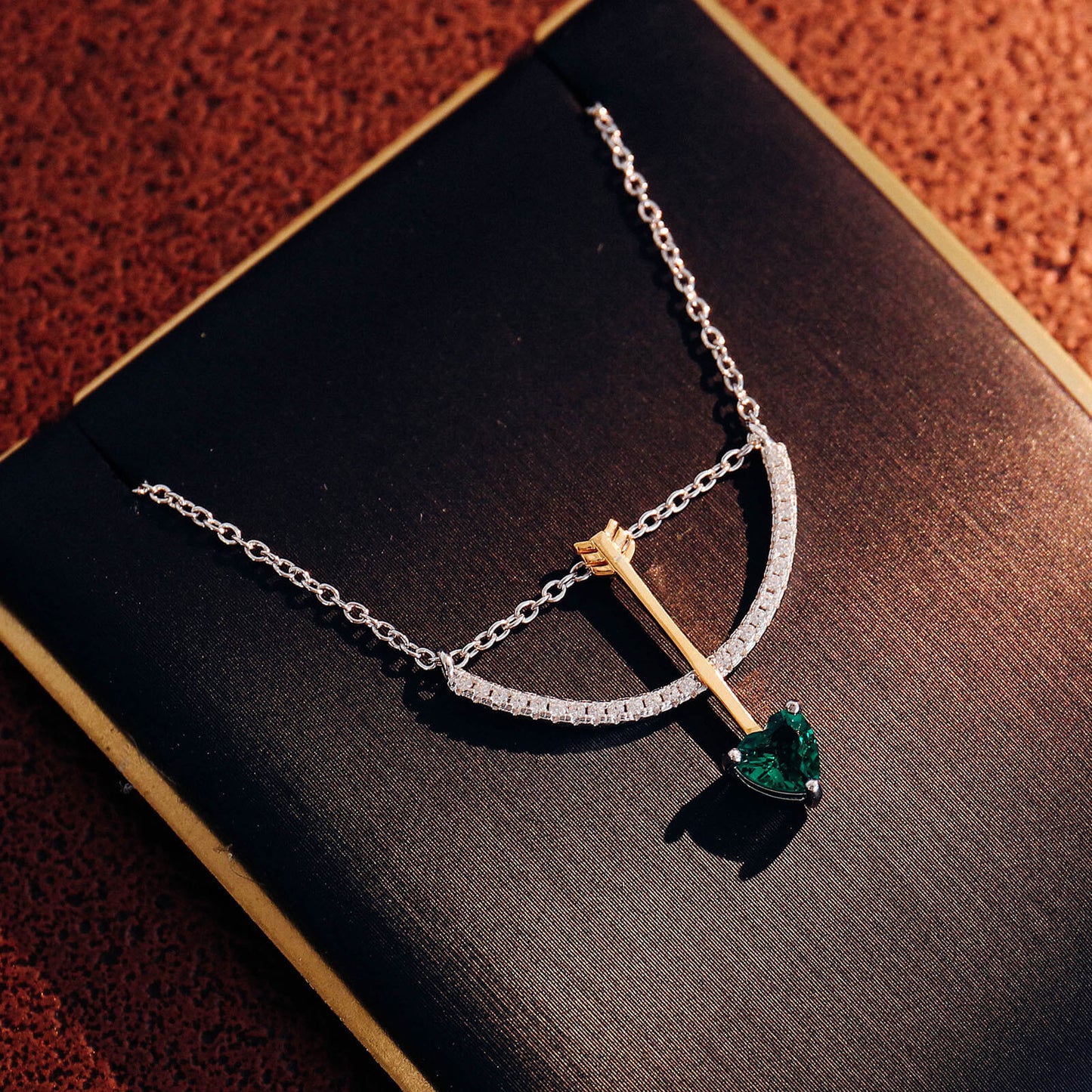 Cupid's Arrow Lab Create Emerald Necklace in Sterling Silver 