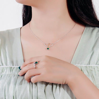 Cupid's Arrow Lab Create Emerald Necklace in Sterling Silver model